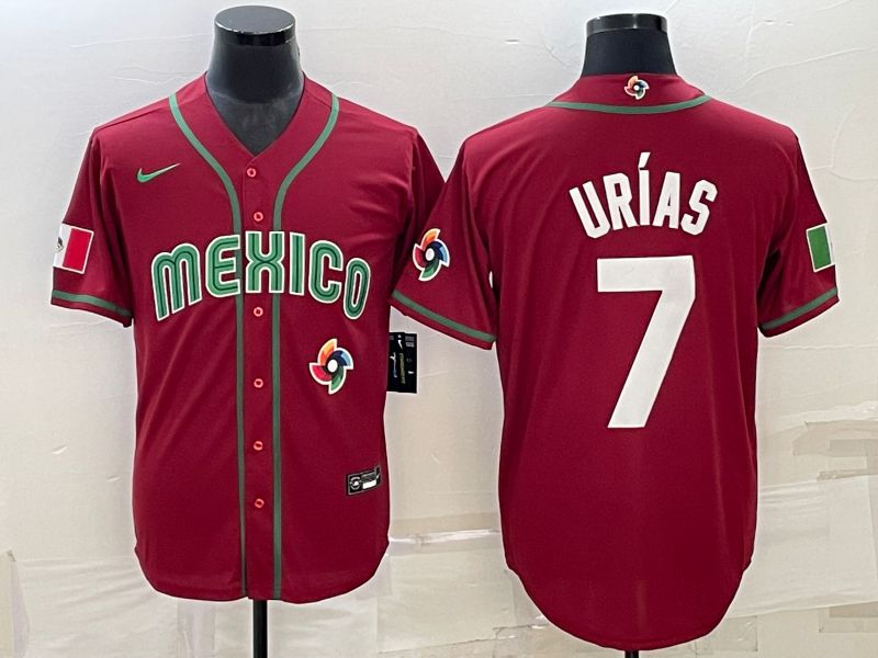 Men 2023 World Cub Mexico #7 Urias Red Nike MLB Jersey35->more jerseys->MLB Jersey